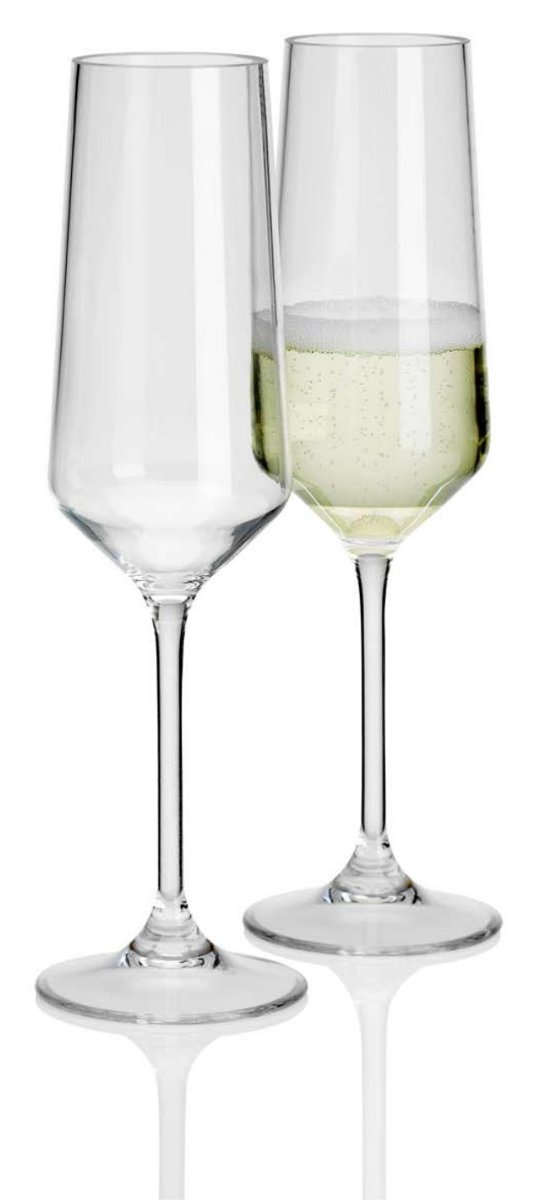 Two tall clear champagne flutes